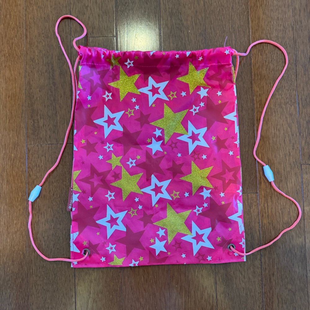 New!  American Girl Star Pink and Gold  Drawstring Bag